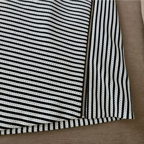 Melanie Lyne skirt size 4 black white vertical striped pencil zipper detail - Picture 3 of 11